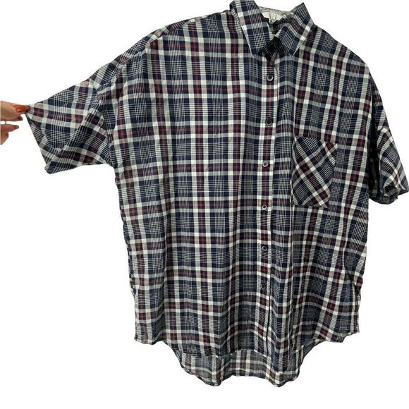 Madewell Courier Shirt Deklab Plaid Boxy Short Sleeve Button Down Womens XXS Top - Picture 3 of 7
